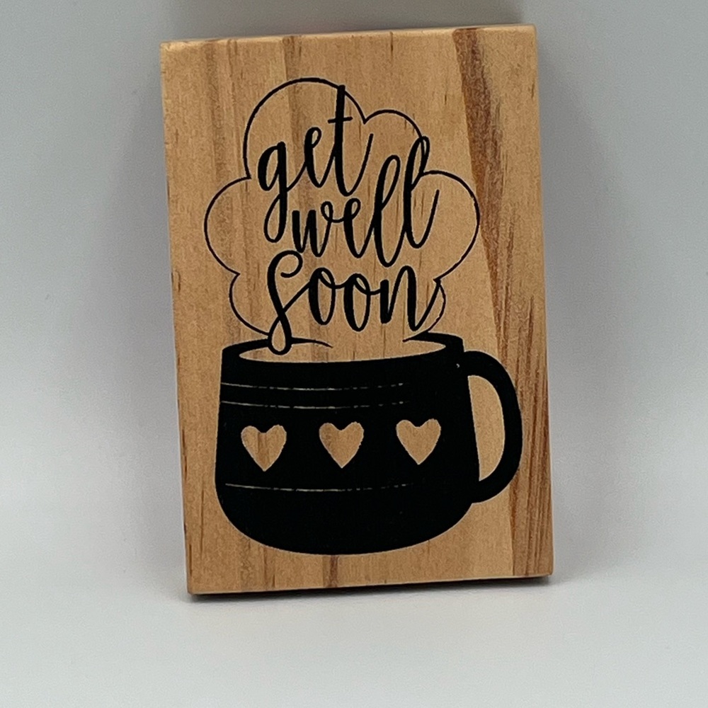 Recollections - Get Well Soon - Large - Mounted on Wood Stamp - New